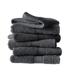 De Witte Lietaer 194843 Lot de 6 Serviettes de bain Coton Gris Foncé 100 x 50 cm