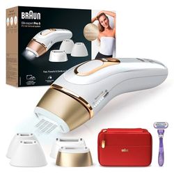 Braun Luz Pulsada Silk-expert Pro 5 PL5387 Depiladora IPL, Reducción Del Vello Visible En Casa, Blanca/Dorada