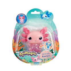 Animagic - Let's Glo Axolotl Roze, Elektronisch en Verlicht Huisdier Voor Kinderen Vanaf 4 Jaar, Zintuiglijke speel- en aanraakervaring, Uitrekbaar lichaam, Drijft en gloeit in water