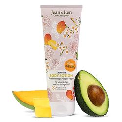 Jean & Len lozione esotica per il corpo al mango e avocado, per tutti i tipi di pelle, formulazione leggera, a rapido assorbimento, senza parabeni e siliconi, lozione vegana per il corpo, 250 ml
