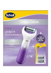 Scholl Lisse et adoucit Limited Edition, pédicure électrique pour pieds et talons fissurés, 3 têtes à double action incluses, râpe pieds professionnelle, élimine la peau dure et avec callosités