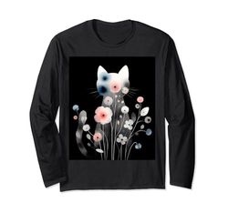 Minimalista Carino Gatto bianco Proprietario Feline Art Kitten Lover Maglia a Manica