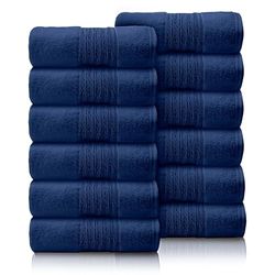 GC GAVENO CAVAILIA 12 Pack Face Towels Set (30x30 CM) - Cotton Face Cloths - Quick Drying & Highly Absorbent Fingertip Towel Washcloth For Bathroom, Spa, Gym Towels - Blue