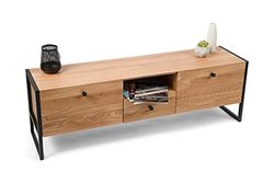 M2 Kollektion Bolzano 4 Banco de TV, Madera, Roble Salvaje Macizo, 140x45x35