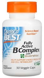 Doctor's Best - Fully Active B-Complex with Quatrefolic | Support for Energy Production and Cognitive Function - 30 Veggie Capsules
