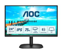 AOC Écran 24B2XH 60,5 cm (23,8 pouces) (VGA, HDMI, résolution 1920 x 1080, 75 Hz, temps de réponse 7 ms) noir