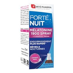 Forté Pharma - Mélatonine 1900 Spray | Spray Sommeil - Endormissement rapide facilité | Complément Alimentaire pour dormir - Coquelicot, Mélisse | Goût Vanille - Flacon Spray 20ml