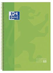 Oxford Classic Pack of 5 europeanbook-1 Spiral, Lid extradura, A4 +, squared 5 x 5, Apple Green