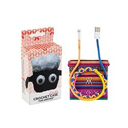 Pack custodia Airpod Crochet Dolly + cavo dati USB-Lightning filo salmone