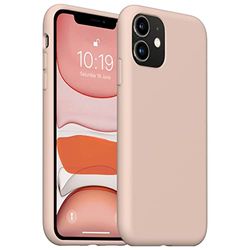 ARMODORRA Custodia in silicone liquido compatibile con iPhone 11 (6,1"), protezione completa in gel di gomma con fodera, antigraffio, antiurto, retro in TPU, arancione A