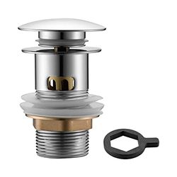Ibergrif M20507 Universal washbasin drain with overflow, anti-obstruction emerging drain plug, chromed brass drain valve, with installation tools