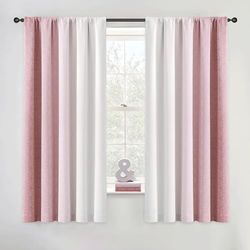Geomoroccan Lot de 2 Rideaux ombrés 100% occultants pour Chambre d'enfant, Chambre à Coucher, Chambre d'enfant, Chambre à Coucher, Rose et Blanc, avec Passe-Tringle, assombrissement de la pièce,