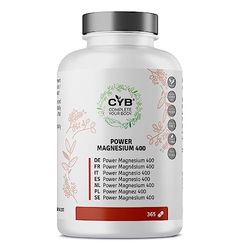 CYB | Power Magnesium 400mg Supplément de Magnésium Pur à Haute Dose - Complement Alimentaire - Supplément Végétalien Quotidien - Facile à Avaler - sans Sucre ni Lactose ni Gluten ni Allergènes