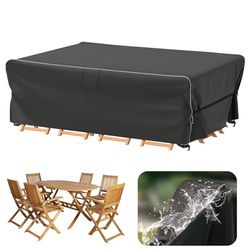 Velway Afdekking voor tuinmeubelen, waterdicht, 200 x 160 x 74 cm, winddichte beschermhoes met reflecterende strepen, 600D Oxford meubelsets, afdekking, stofdicht, afdekhoezen voor tuintafel,