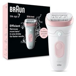 Braun Silk-épil 7 Depilatore Donna, Epilatore Elettrico Donna Con Testina Ampia Per Una Epilazione Semplice, Wet & Dry, Pelle Liscia a Lungo, 7-000, Bianco/Rosa