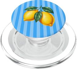 Azul Limón Rayas Estética Verano Fruta Girly Vintage Lindo PopSockets PopGrip para MagSafe