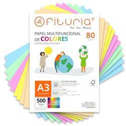 Coloured Sheets, Pack 500 Sheets A3 80 g – Coloured Paper for Crafts, Printer, Scrapbooking – Folios Colours – Ideal Origami, Papiroflexia, Office and School (Assorted Pastel, 500h)