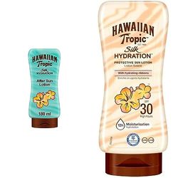 Hawaiian Tropic Crema Doposole Idratante con Aloe, 180ml & Silk Lozione solare idratante, SPF 30, 180 ml, Confezione da 1