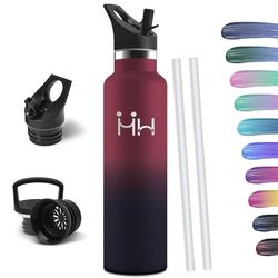 HoneyHolly 1 liter Termisk Vattenflaska, BPA-fri, Termisk flaska, Dubbelvägg Vakuumflaska, Termisk flaska, 18/8 Rostfritt stål, Termiska Vattenflaskor, Vattenflaska för gymmet, Sport, Cykel