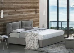 Letto Matrimoniale Elisabetta, Letto Contenitore con Rivestimento in Tessuto, 100% Made in Italy, Apertura Frontale, Adatto per Materasso Cm 160x190, Grigio