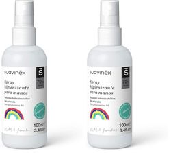 Suavinex, Spray Para Manos Niños y Familia. Solución hidroalcohólica. Sin aclarado, 100 ml, El embalaje puede variar (Paquete de 2)