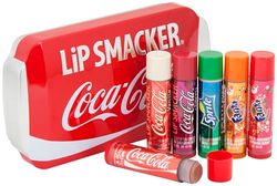 Lip Smacker - Coca-Cola Tin Collection - Set di Lucidalabbra per Bambini - Gusti Assortiti ispirati al Mondo Coca Cola - Iconica Lattina Coca-Cola da Collezione - Dolce regalo - Confezione da 6 Pezzi