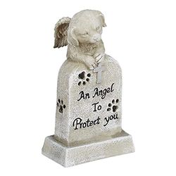Relaxdays Décoration pour la Tombe de Votre Boule de Poils, avec Croix, Chien ailé et Inscription en Anglais, crème
