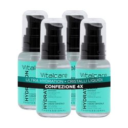 Vitalcare | Ultra Hydration - Cristalli Liquidi per Capelli, Cristalli Idratanti per Capelli Secchi e con Doppie Punte, con Semi di Lino e Avocado, 4 x 50 ml