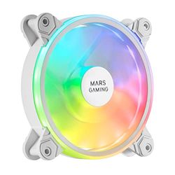 Mars Gaming MFXW, Ventilateur PC 12cm, ARGB Dual, Ultra Silencieux 14db, Blanc