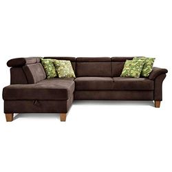 CAVADORE Ammerland Canapé-lit avec Repose-tête réglable, lit et Coffre de Rangement Aspect Cuir Marron 245 x 84 x 194 cm