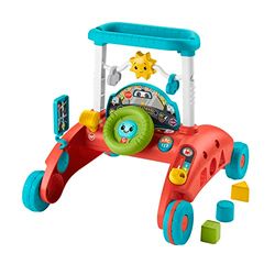 Fisher-Price Dubbelsidig Steady Speed-gåvagn, version: engelska, gåvagn på biltema-inlärning och aktiviteter för barn på 6 månader till 3 år, HJP47