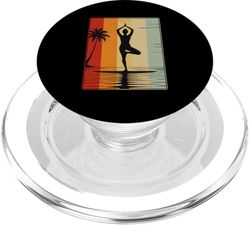 Yogi Posa en una tabla de remo de pie | Vintage Yoga Surfing PopSockets PopGrip para MagSafe
