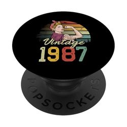Mujer imparable, fuerte, hermosa, vintage, para 38 cumpleaños. PopSockets PopGrip Adhesivo