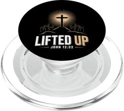 Levantado Juan 12:32 Cruz Cristiana Escritura de fe PopSockets PopGrip para MagSafe