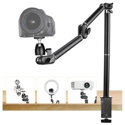 TARION Treppiede da tavolo regolabile con treppiede da tavolo con staffa a braccio articolato per fotocamera con adattatore a vite da 3/8"a 1/4" (L)