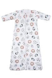 Meyco baby zebra lined sleeping bag (100% coton, full zip, skin-friendly, infroissable, perfect fit, size : 70), blanc
