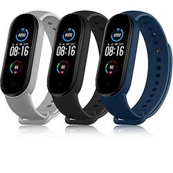 Yisica 3 stuks armband compatibel met Xiaomi Mi Band 5/Xiaomi Mi Band 6/Amazfit Band 5, zachte siliconen, verstelbare fitness-reservebanden