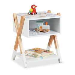Relaxdays Table de Chevet, pour Votre Bout de Chou, Bois de pin et MDF, H x L x P : 42 x 32 x 30 cm, Multicolore