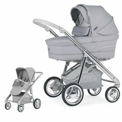 BEBECAR Poussette 2 pièces V Plume Specials, avec châssis avec panier, nacelle complète avec matelas et poussette avec capote extensible, châssis chromé, couleur KP051