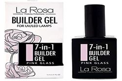 La Rosa BUILDER GEL 7 in 1 in bottiglia - Gel UV - NUDE per nail design e nail art, ricostruzione extension facile da usare, gel coprente - 15 ml (Pink Glass)