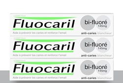 Fluocaril Kosmetyki - Bifluorowa pasta do zębów 145 mg biel - wzmocniona emalia, silne zęby, udowodniona skuteczność, białe zęby - zestaw 3x75ml