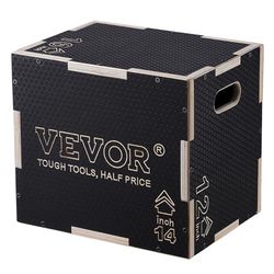 VEVOR Caja pliométrica 3 en 1 Caja de Salto Culturismo Fitness Crossfit Madera Antideslizante Altura 40/35/30 cm Carga 204 kg para Entrenamiento pliométrico Step-ups Flexiones Sentadillas Gimnasio