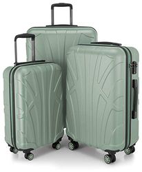 Suitline Koffer i 3 Größen, Vagnset Rollkoffer Hartschalen-Koffer Reisekoffer (55 cm, 66 cm, 76 cm) Zwillingsrollen, 15 Verschiedene Farben, Mint, SET OF 3, Bagageset