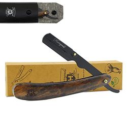 Haryali London Cut Throat Razor - Professional Cut Throat Razor Kit with Blades - Wooden Straight Edge Cut Throat Razor – Leather Pouch as a Protective Case – Sustainable Throat Cut Razor (Dark Wood)
