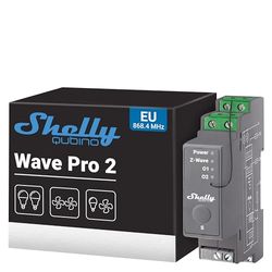 Shelly Qubino Wave Pro 2 | Interruptor Profesional De 2 canales En Carril DIN Z-Wave Serie 800 Inteligente Con Contactos Libres De Potencial | Automatización Del Hogar | Repetidor Red Extendida