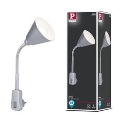 Paulmann 95428 Lampe enfichable Junus avec bras flexible max. 20 watts, lampe en métal blanc, lampe en plastique E14 sans ampoule