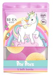 Bomba da bagno a forma di unicorno con fragranza Bon Bons, naturale e vegana, adatta a tutte le età, 6 x 55 g