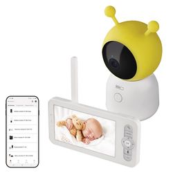 EMOS GoSmart babyfoon IP-500 Guard met 5 inch LCD-monitor en 3000 mAh batterij, wifi en app, draaibaar, scherpstelbaar, 2-weg audio, IR-nachtzicht, slimme sensoren en herkenningsfuncties, incl.