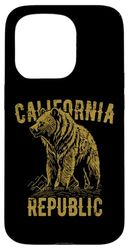 California Republic USA Bear Design in stile vintage Custodia per iPhone 15 Pro