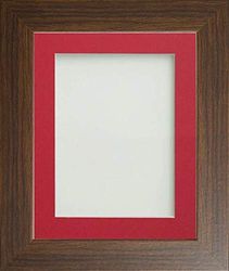 Frame Company Watson Brown Picture Photo Frame fitted with Perspex, A4 with Red Mount for image size 10x6 inch